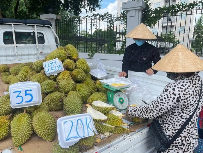 Sầu riêng giá rẻ đang được bày bán trên nhiều tuyến đường ở ĐBSCL. Ảnh: Ca Linh