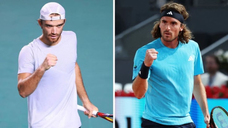 Tsitsipas (bên phải) được đánh giá nhỉnh hơn đối thủ&nbsp;