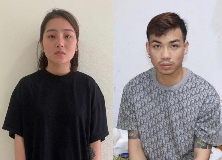 Bàn Thị Tâm và Nguyễn Minh Hiệp tại cơ quan công an