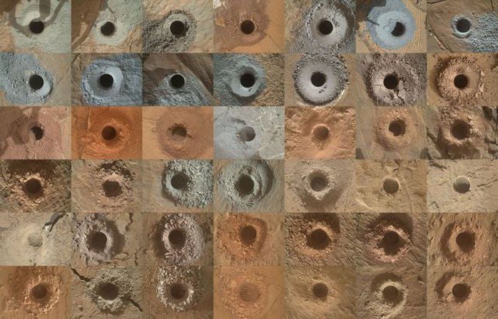 Các lỗ khoan mà Curiosity từng thực hiện, nơi mà nhiều mẫu vật gợi ý về sự sống cổ đại đã được tìm thấy - Ảnh: NASA