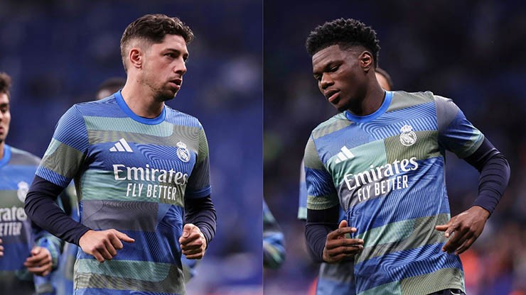 Valverde (bên trái) và Tchouameni đánh nhau gây sốc