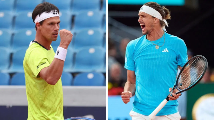 Zverev (bên phải) đấu đồng hương&nbsp;Altmaier (bên trái)