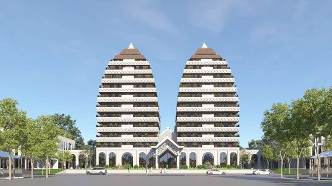 Phối cảnh 2 tòa tháp trong Nhà tang lễ quận Thanh Xuân. Ảnh: Chủ đầu tư/ Báo Lao động