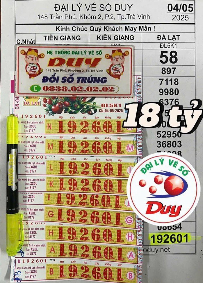 Cách đây đúng 1 năm quay thưởng, giải độc đắc của vé số Đà Lạt cũng trúng tại đại lý vé số Duy. Ảnh: ĐLVS Duy