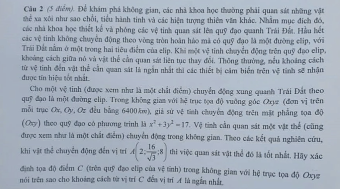 Bài Toán thực tế trong đề thi học sinh giỏi quốc gia môn Toán ngày 1, tháng 12/2025. Ảnh: Giáo viên cung cấp