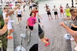 Du khách Hà Lan 'quẩy' aerobic với các bà, các mẹ khiến dân mạng cười bò