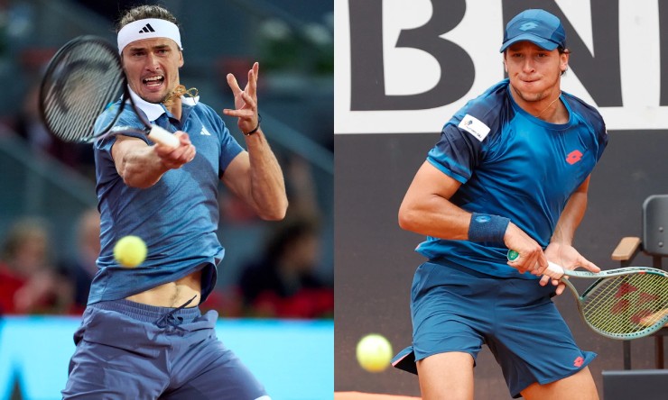 Zverev (bên trái) vẫn đẳng cấp trên sân đất nện, nhưng Darderi (bên phải) đang khiến cả Rome phát cuồng với hành trình bùng nổ