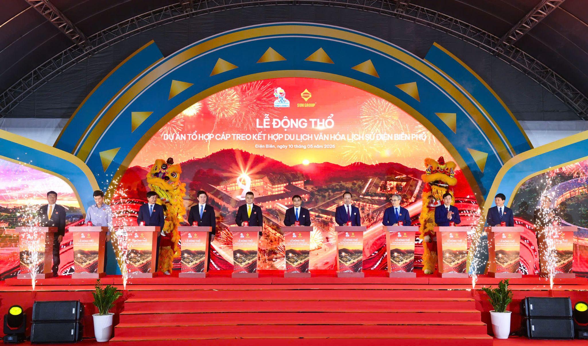 Lễ động thổ Tổ hợp cáp treo kết hợp du lịch văn hóa lịch sử Điện Biên Phủ. Ảnh: Ánh Dương