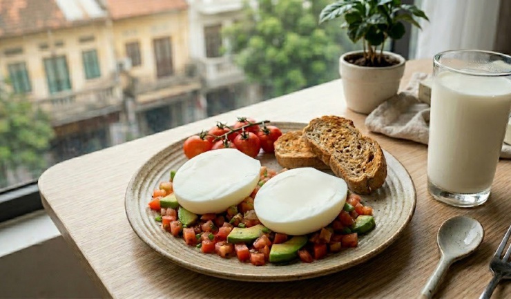 Kết hợp giữa lòng trắng trứng gà và một ly sữa buổi sáng là một lựa chọn dinh dưỡng khá cân bằng.