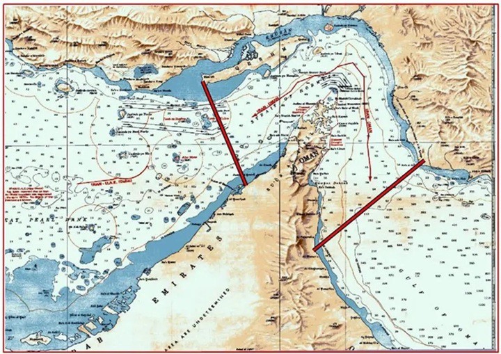 Iran công bố bản đồ kiểm soát eo biển Hormuz hôm 4/5 (Ảnh: ABC News/Tổng Lãnh sự quán Cộng hòa Hồi giáo Iran tại Hyderabad/Hãng thông tấn Fars).