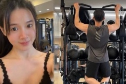 Midu khoe nhan sắc ít son phấn khi tập luyện cùng chồng