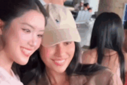 Phương Oanh gây chú ý khi xuất hiện tại sân bay