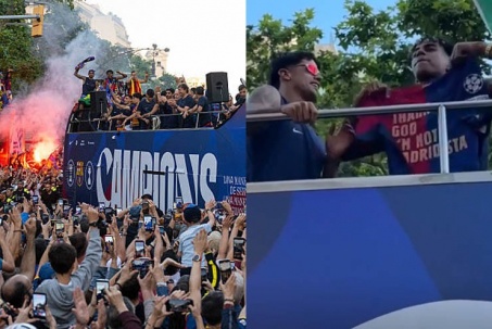 Barcelona rước cúp La Liga được 750.000 fan chào đón, Yamal trêu tức Real