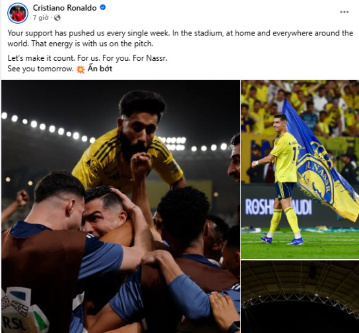 Ronaldo sẵn sàng cho trận đấu định đoạt chức vô địch của Al Nassr