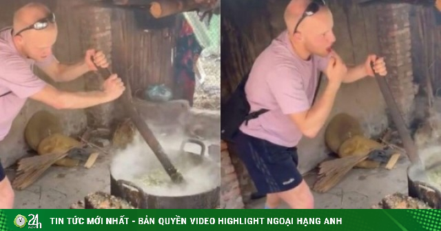 Khách Tây nấu cám lợn ở Hà Giang, vừa khuấy vừa nếm thử khiến dân mạng cười bò