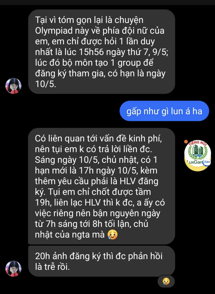Đoạn tin nhắn của các kỳ thủ "đăng ký trễ hạn" gây bức xúc dư luận
