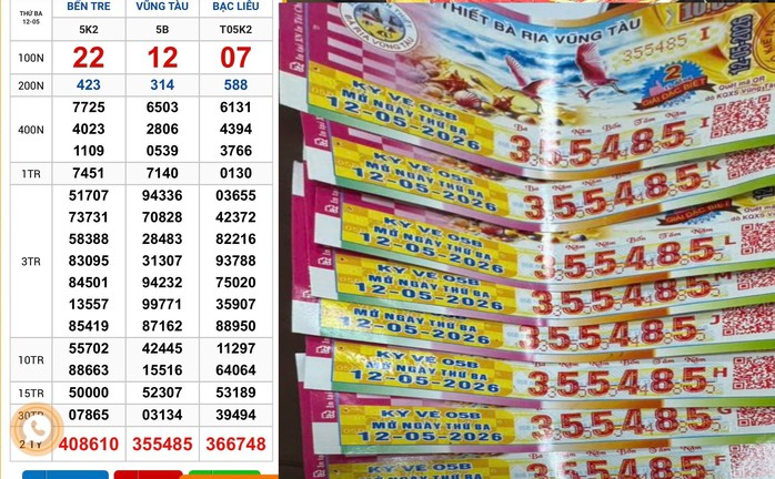 Giải độc đắc của vé số Vũng Tàu trúng tại TPHCM. Ảnh: ĐLVS Minh Nhựt