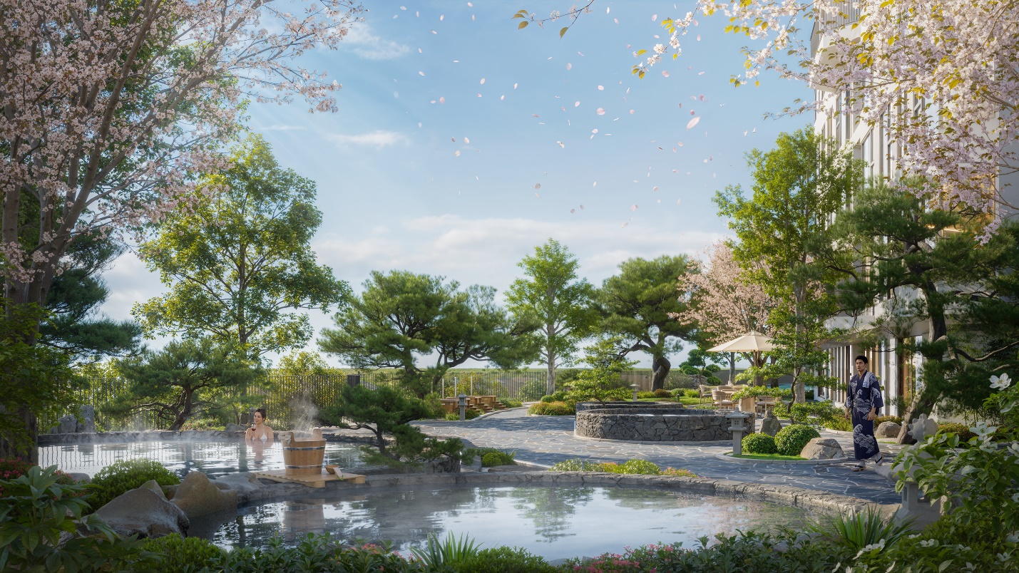 Một bể tắm onsen ngoài trời