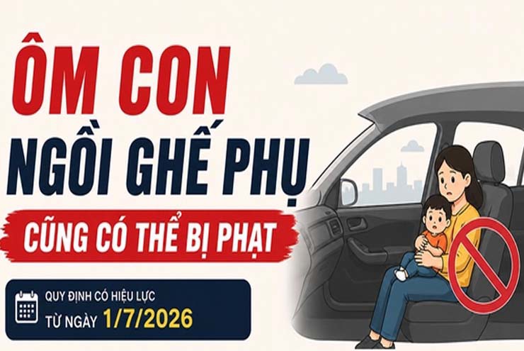 Ôm con ngồi ghế phụ cũng có thể bị phạt