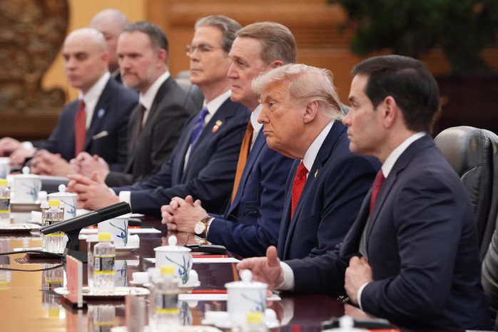 Ông Donald Trump tại cuộc hội đàm. Ảnh: AP