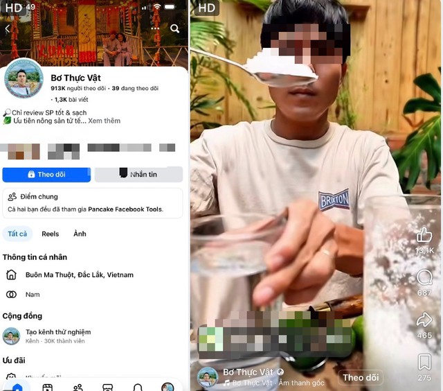 Tài khoản Facebook "Bơ thực vật" với hơn 911.000 lượt theo dõi thường xuyên chia sẻ các video về phương pháp chữa "bách bệnh" bằng chanh muối hạt. Ảnh chụp màn hình