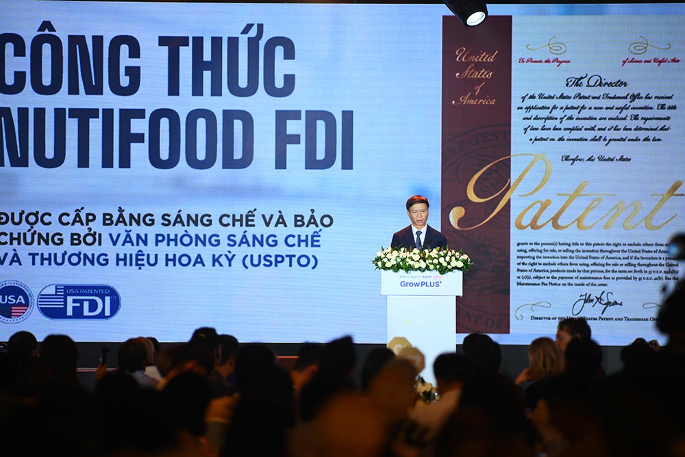 Thứ trưởng Hoàng Minh - Bộ Khoa học và Công nghệ - phát biểu tại sự kiện Nutifood công bố Công thức FDI được USPTO Hoa Kỳ cấp bằng sáng chế