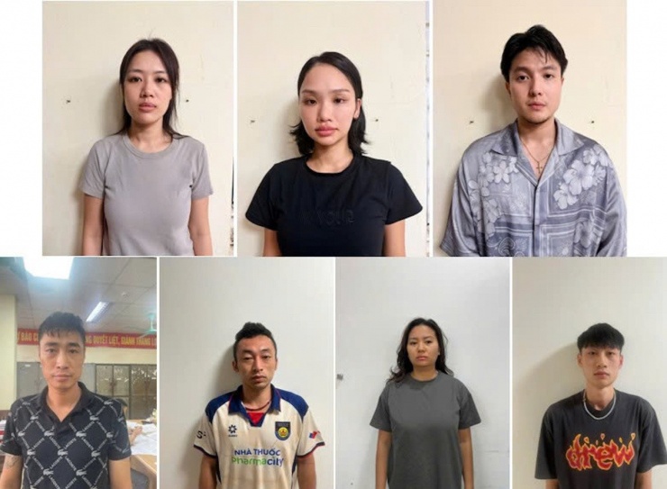 Lê Ánh Nhật (ca sĩ Miu Lê) cùng các đối tượng liên quan trong vụ tổ chức sử dụng trái phép chất ma túy tại Cát Bà. Ảnh: HB