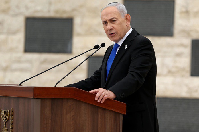Thủ tướng Israel Benjamin Netanyahu tham dự một sự kiện trong nước hôm 21-4 - Ảnh: AP