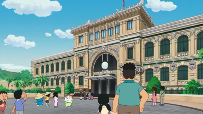 Bối cảnh Bưu điện TP HCM trong tập phim "Doraemon: Món quà sinh nhật là chuyến du lịch đến Việt Nam". Ảnh: TV-Asahi