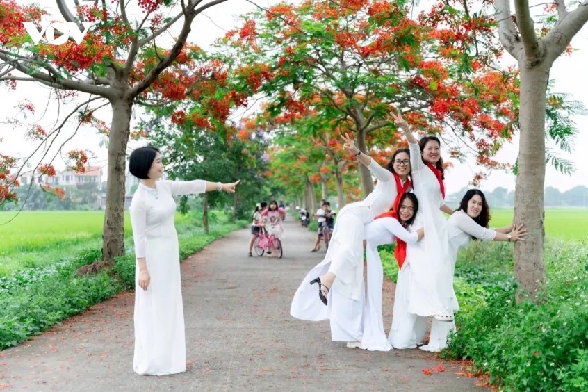 Tháng Năm về, con đường lại rộn ràng những bước chân hẹn ước. Giữa không gian khoáng đạt của hương đồng gió nội, việc cùng những người bạn thân thương xúng xính áo dài, lưu lại những thước phim trong trẻo dưới gốc phượng già là một trải nghiệm tuyệt vời. Cảm ơn mùa hoa đã cho ta một chiếc vé khứ hồi tìm về những năm tháng vô tư nhất.