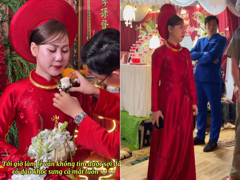 Cô dâu khóc sưng mắt khi mất vàng trong chính ngày cưới của mình. Ảnh cắt từ clip 
