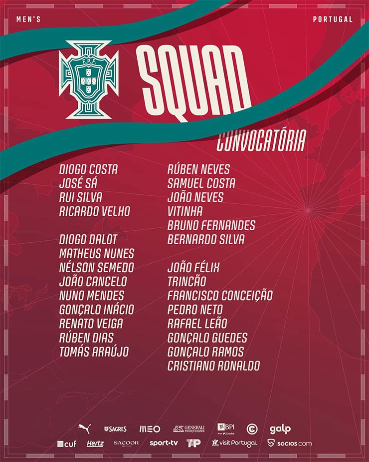 Danh sách 27 cầu thủ của Bồ Đào Nha tham dự World Cup 2026