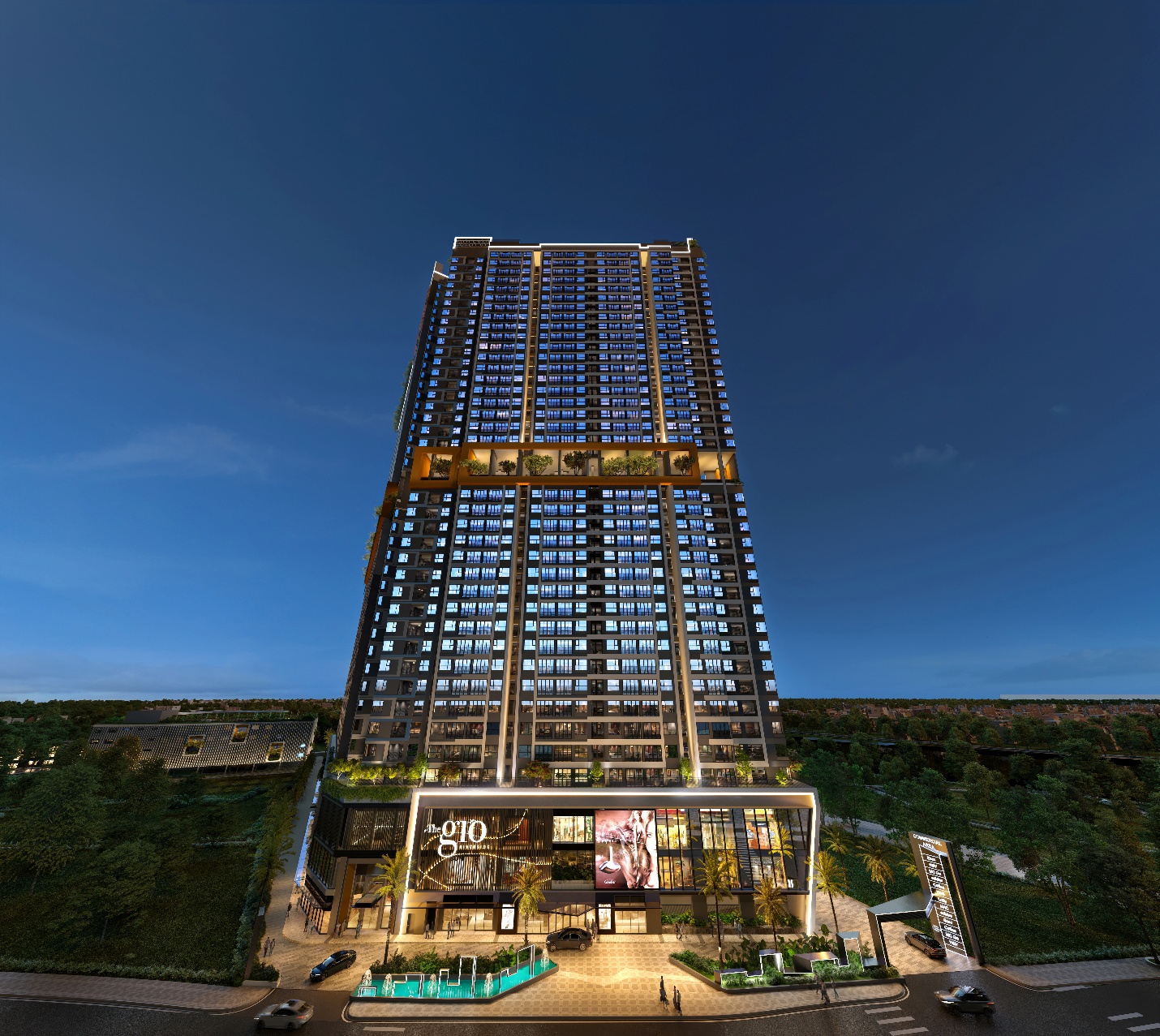 Mặt tiền shop khối đế dự án The Gió Riverside