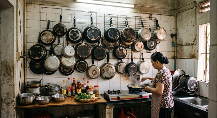 Cẩn trọng với chảo chống dính.