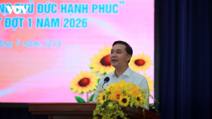 Bí thư Đảng ủy phường Thủ Đức - ông Mai Hữu Quyết phát biểu