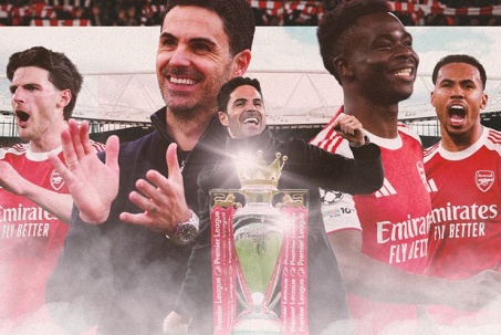 Arteta đưa Arsenal lên đỉnh Ngoại hạng Anh: Từ "đống đổ nát" đến ngai vàng lịch sử