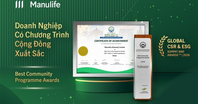Manulife Việt Nam nhận giải thưởng quốc tế về hoạt động cộng đồng
