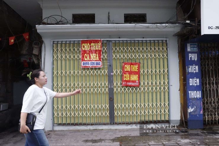 Hàng loạt rèm cuốn bị kéo sập, dán chi chít các tấm biển đỏ chót với nội dung "Cho thuê nhà", "Cho thuê cửa hàng", "Cho thuê nguyên căn".