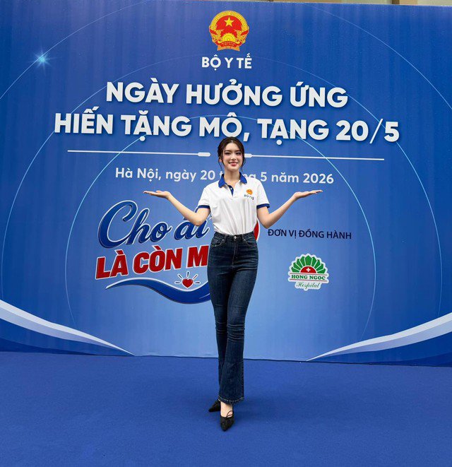 Phương Oanh tại chương trình “Ngày hưởng ứng Hiến tặng mô, tạng” sáng 20/5.