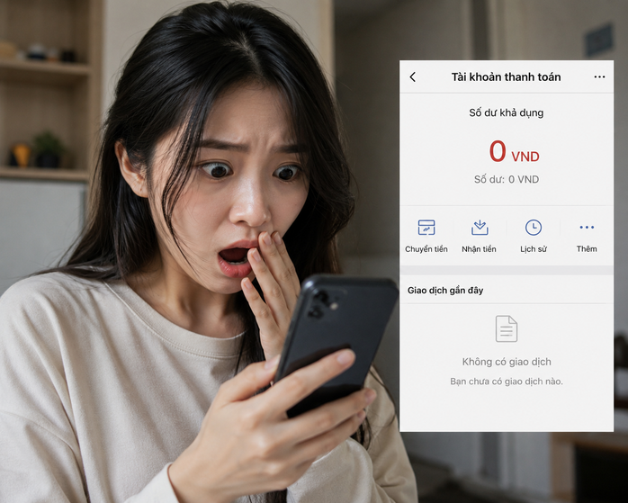 Tổng 2 lần bị lừa đảo cài đặt BHYT cho con, chị B. đã bị rút tiền từ tài khoản ngân hàng hết 9.800.250 đồng. (Tạo ảnh AI: Hồng Đào)