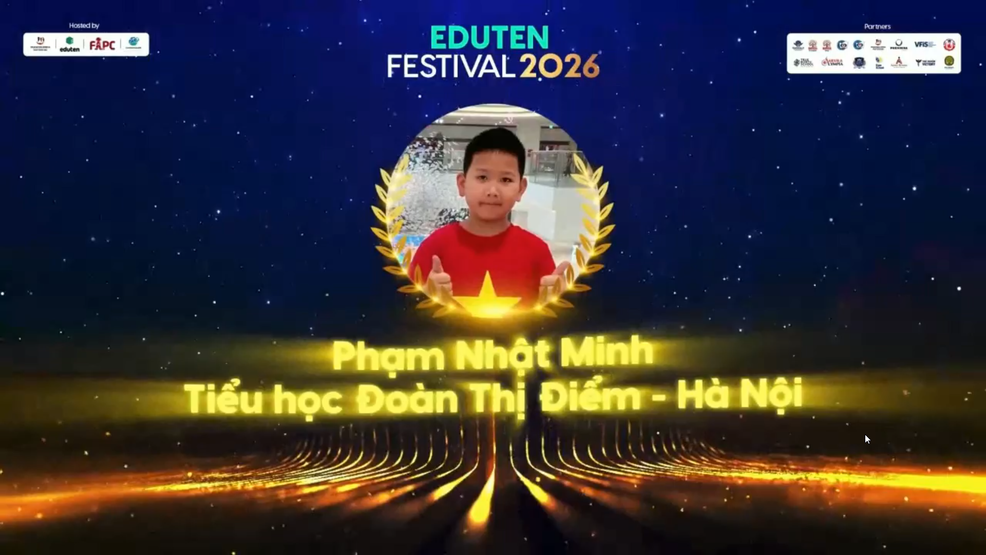 Một trong số các học sinh đạt giải Kim Cương được vinh danh tại sự kiện (Ảnh chụp màn hình).