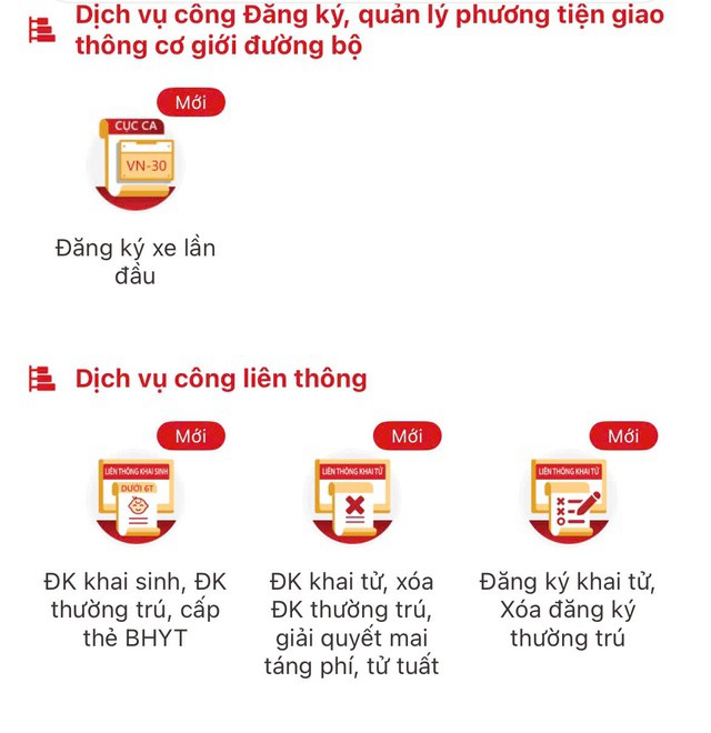 Nhiều dịch vụ công như đăng ký xe, khai sinh, khai tử… đã được tích hợp liên thông trên ứng dụng VNeID, giúp rút ngắn thời gian xử lý hồ sơ. Ảnh: Đan Tâm.