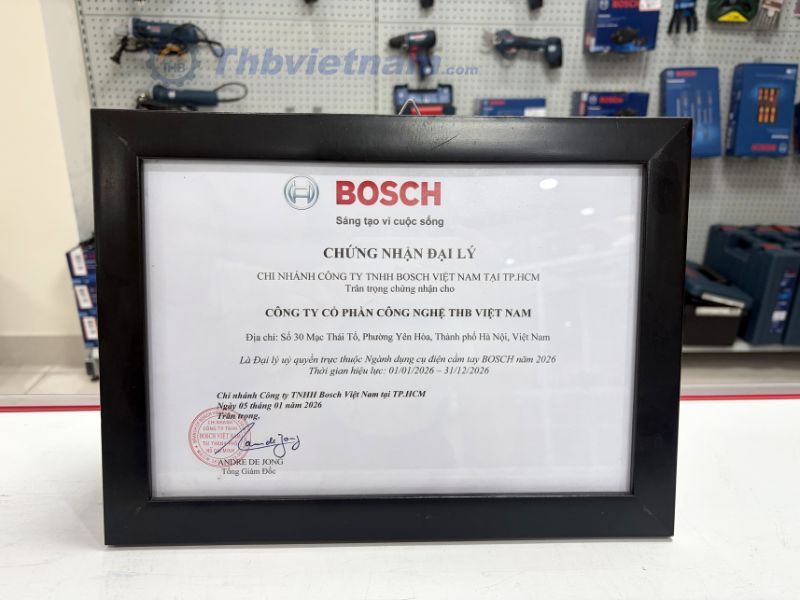 Chứng nhận THB Việt Nam là đại lý ủy quyền phân phối dụng cụ điện Bosch