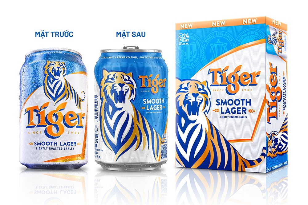  Tiger Êm mới với dạng lon tiêu chuẩn 330ml trong thùng 24 lon