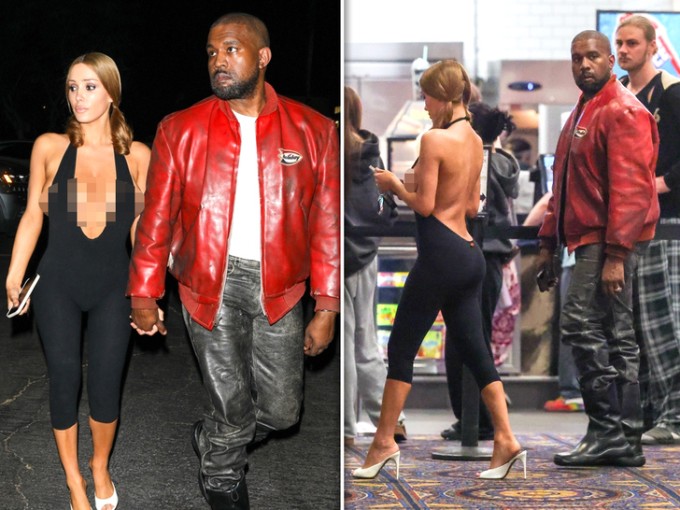 Kanye West và vợ nổi bật ở rạp chiếu. Ảnh: Backgrid