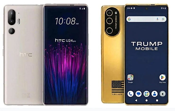 HTC U24 Pro bên trái, Trump T1Phone bên phải.