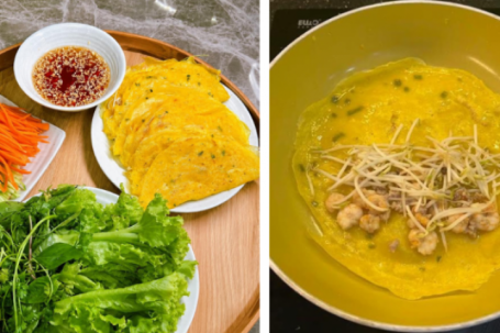 Cách làm bánh xèo bằng chảo chống dính siêu dễ