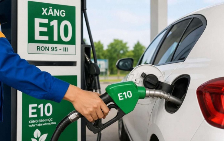 Chuyển đổi sang xăng sinh học E10 là bước tiến quan trọng để hướng tới mục tiêu Net Zero 2025. Ảnh: AI khởi tạo