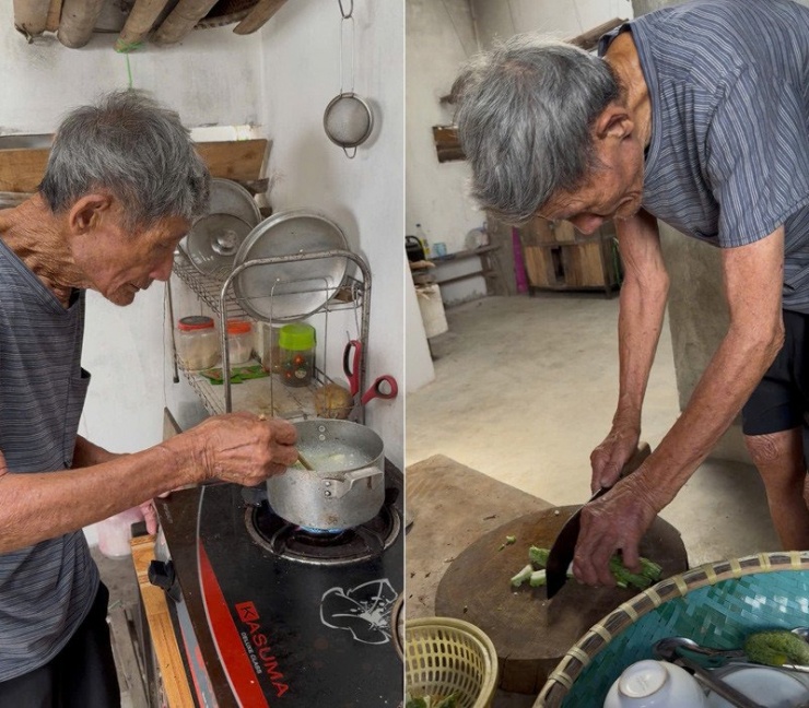 Cụ Việt tự nấu ăn ở tuổi 95