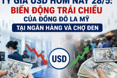Tỷ giá USD hôm nay 28/5: Biến động trái chiều của đồng Đô la Mỹ tại Ngân hàng và chợ đen